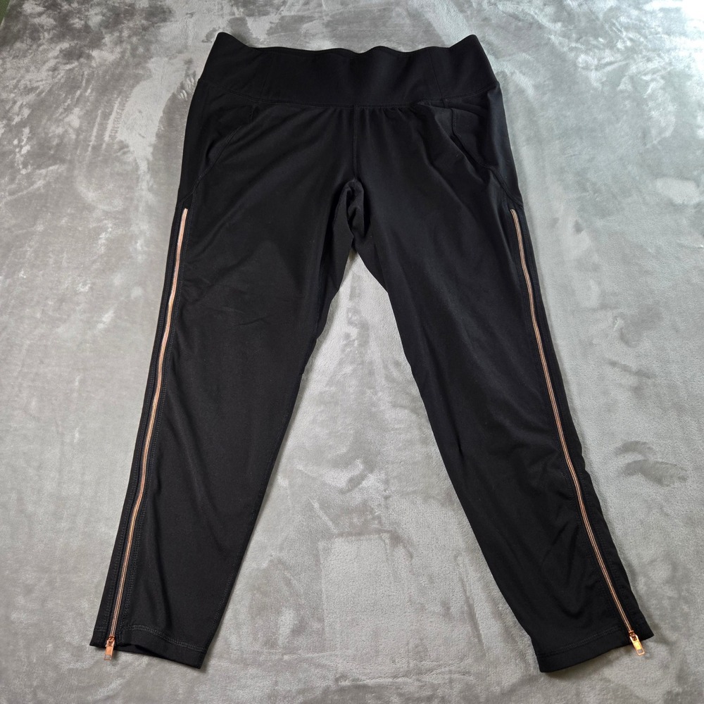 LIVI ACTIVE Lane Bryant Womens Black Athletic Zip‎ Ankle Leggings Size 18/20